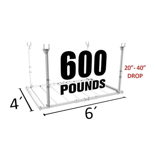 4 X8 Ceiling Storage Platform 20" -40" Drop – Stationary Rack, 600lbs Capacity