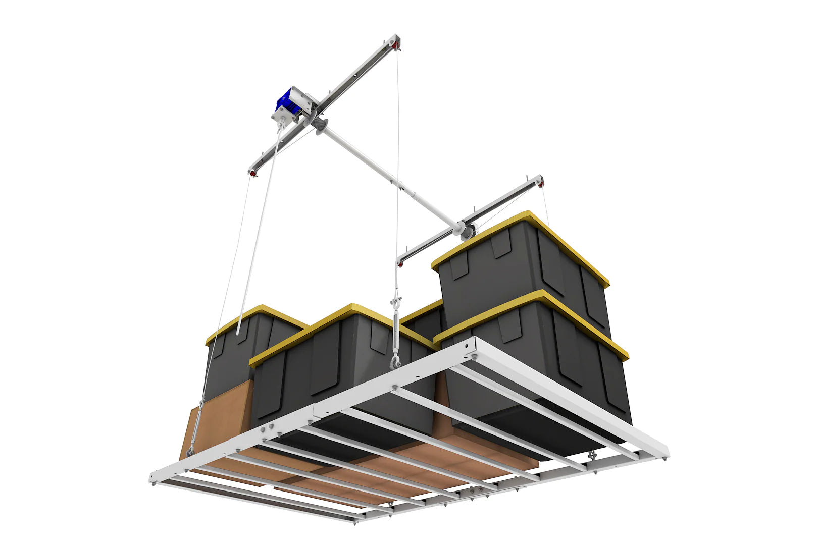 4'X6' Smart Ceiling Storage Platform 8" Drop- Motorized Hoist, 400lb Capacity