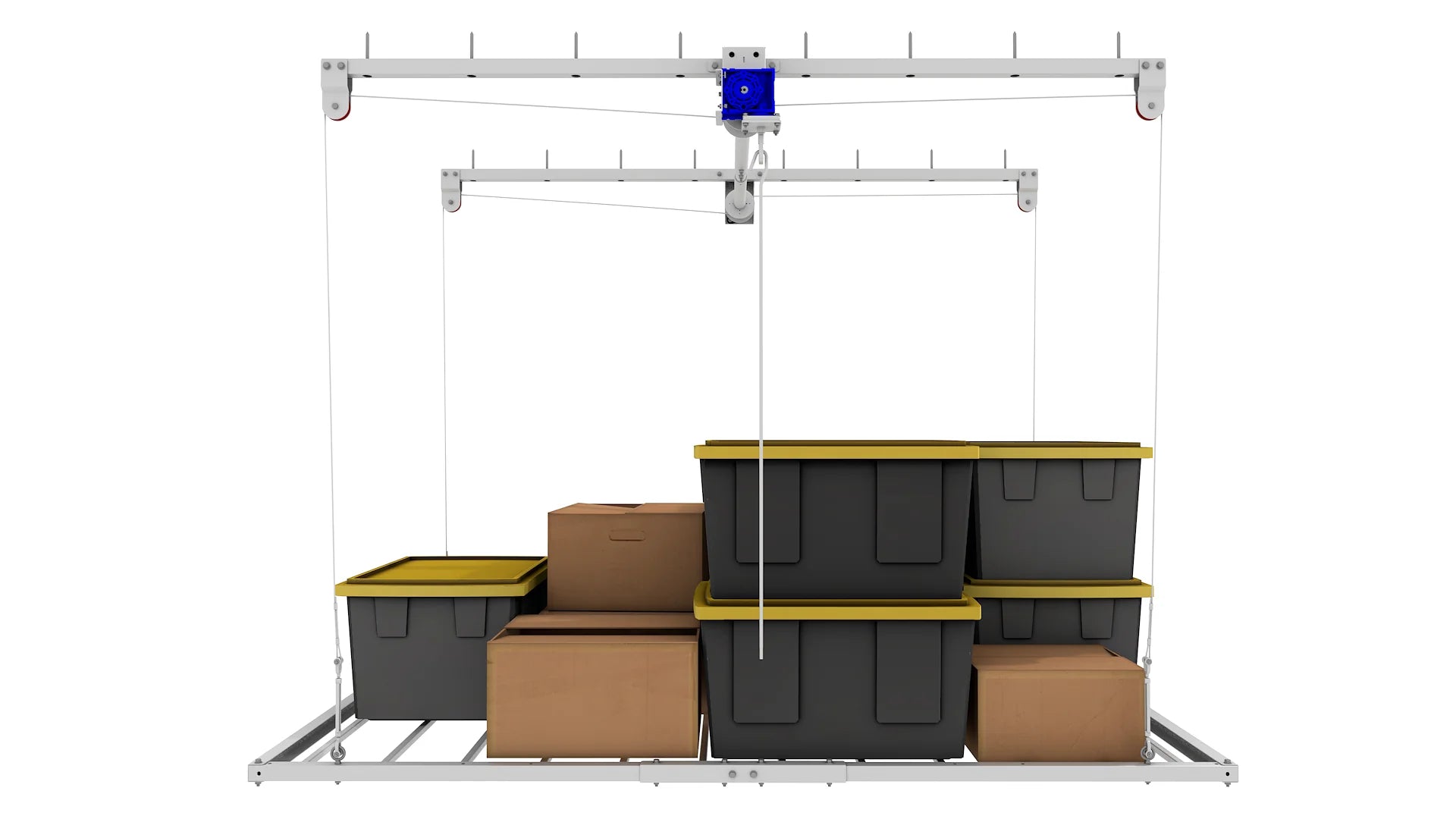 4'X8' Smart Ceiling Storage Platform 8" Drop- Motorized Hoist, 700lb Capacity