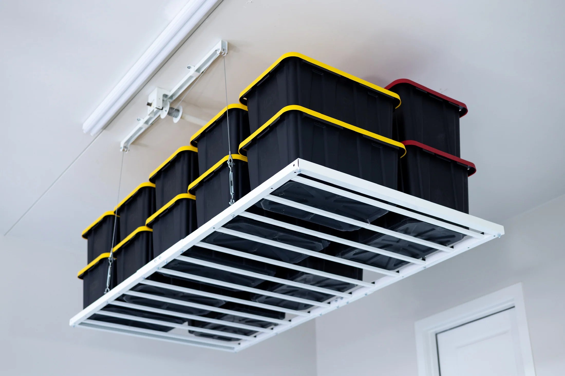 4'X8' Smart Ceiling Storage Platform 11" Drop- Motorized Hoist, 400lb Capacity