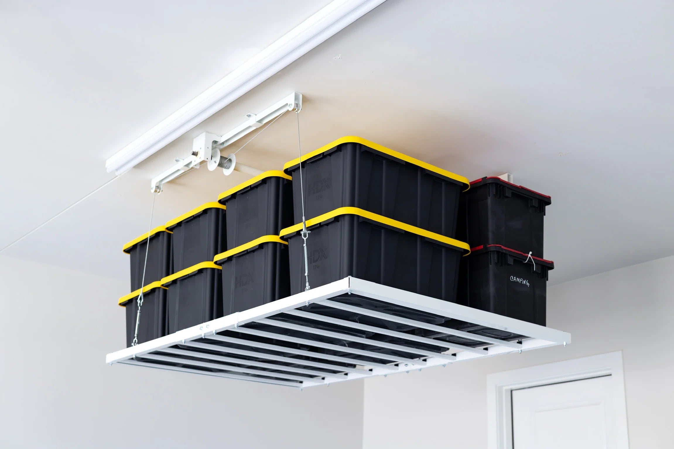 4'X6' Smart Ceiling Storage Platform 11" Drop- Motorized Hoist, 400lb Capacity