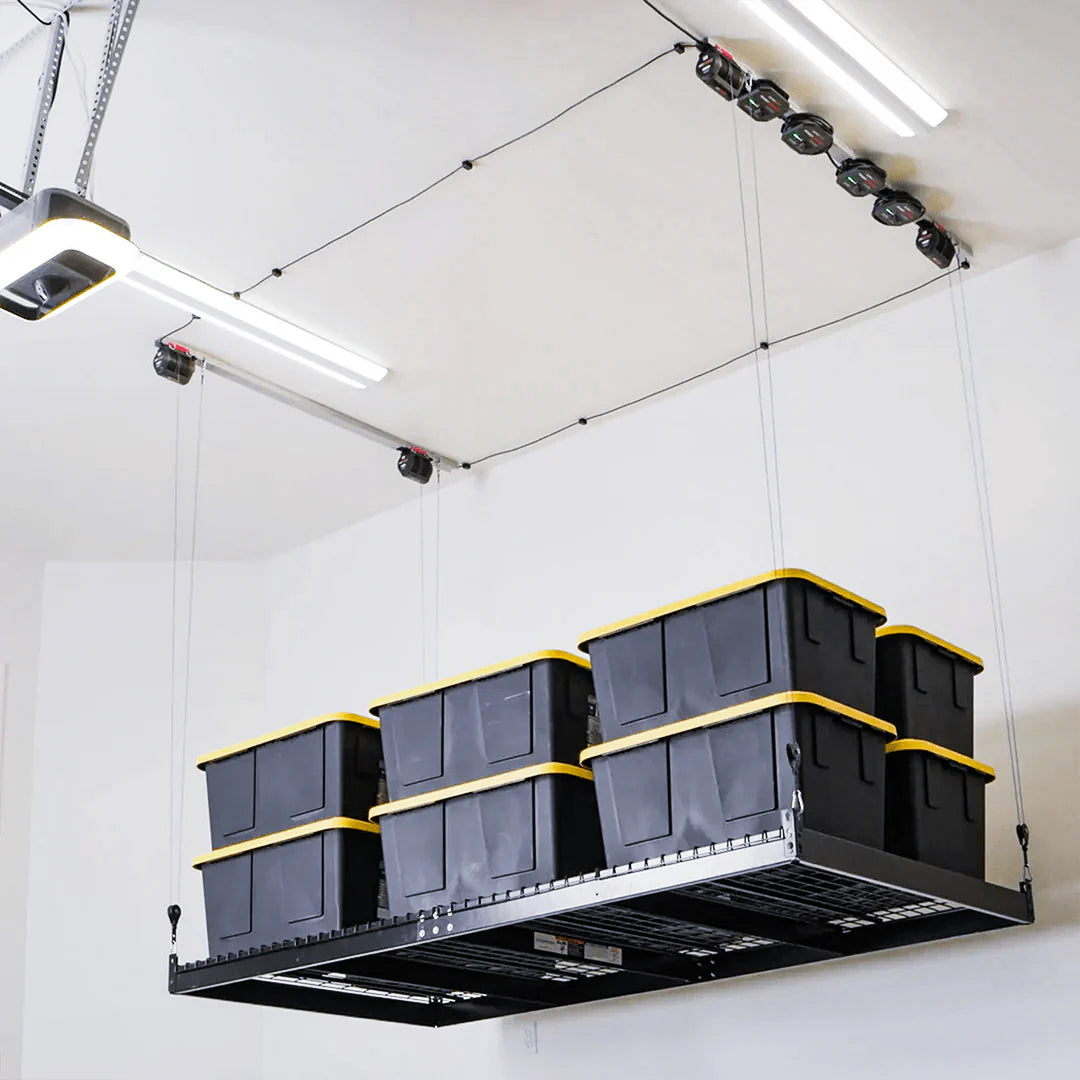 Smart Adjustable Ceiling Storage Platform – 365 lbs capacity, (4 x8ft)