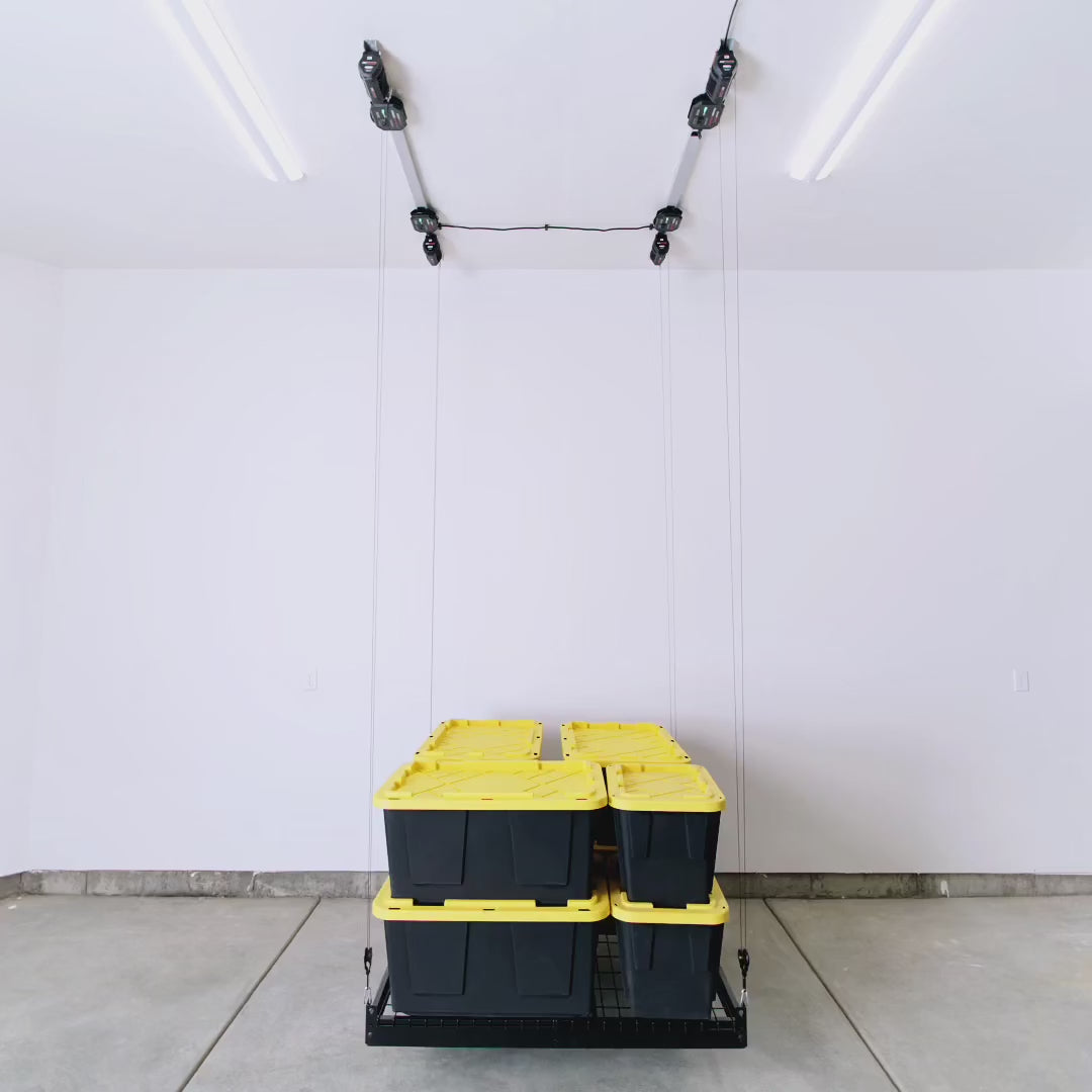 Smart Adjustable Ceiling Storage Platform – 365 lbs capacity, (4 x4ft)