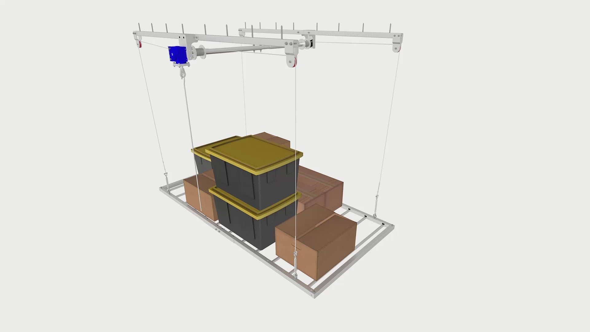 4'X8' Smart Ceiling Storage Platform 8" Drop- Motorized Hoist, 700lb Capacity